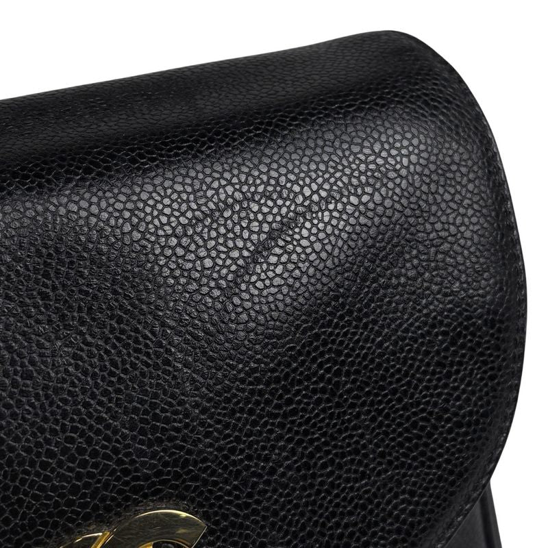 Chanel CC Logo Backpack Caviar Leather Black