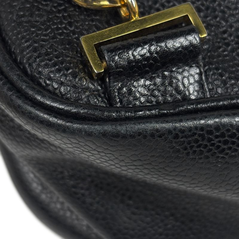 Chanel CC Logo Backpack Caviar Leather Black