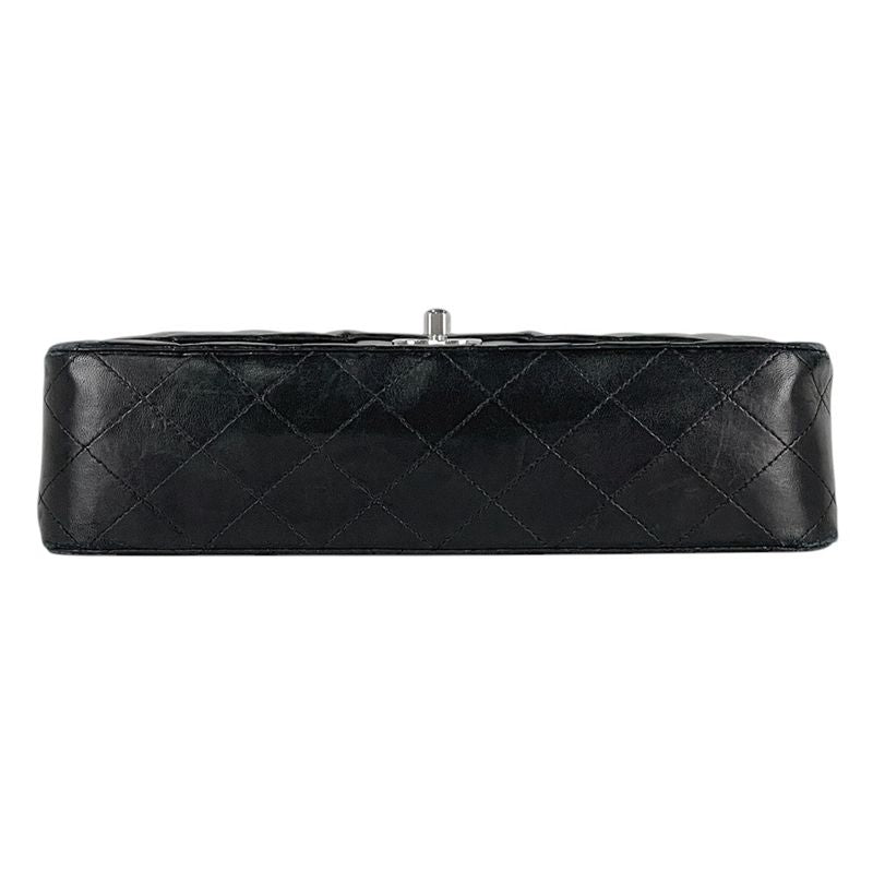 Chanel Quilted Double Flap Chain Shoulder Bag CC Logo Leather Black