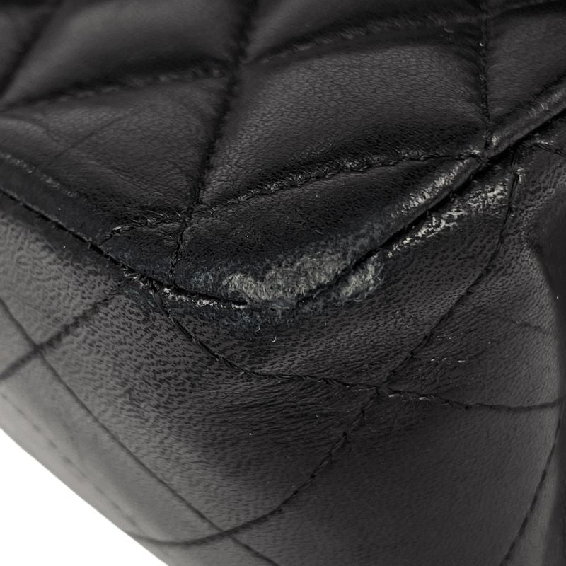 Chanel Quilted Double Flap Chain Shoulder Bag CC Logo Leather Black