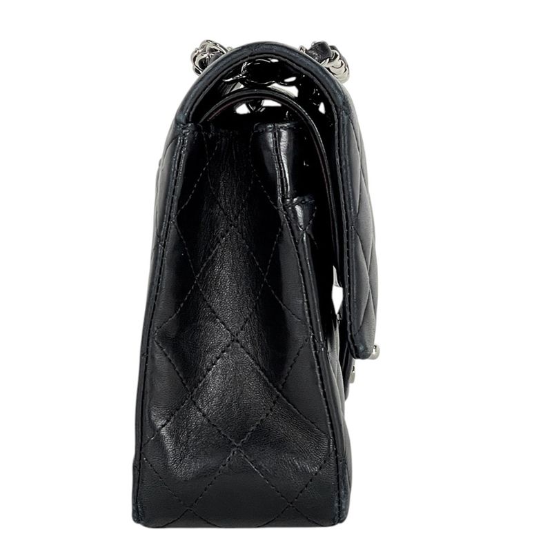 Chanel Quilted Double Flap Chain Shoulder Bag CC Logo Leather Black