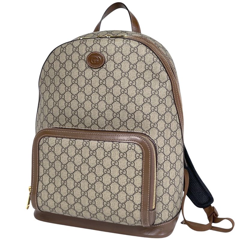 Gucci GG Pattern Backpack Supreme Coated Beige Brown