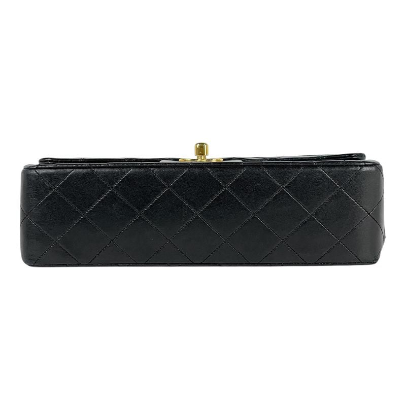 Chanel Quilted Double Flap Chain Shoulder Bag CC Logo Leather Black