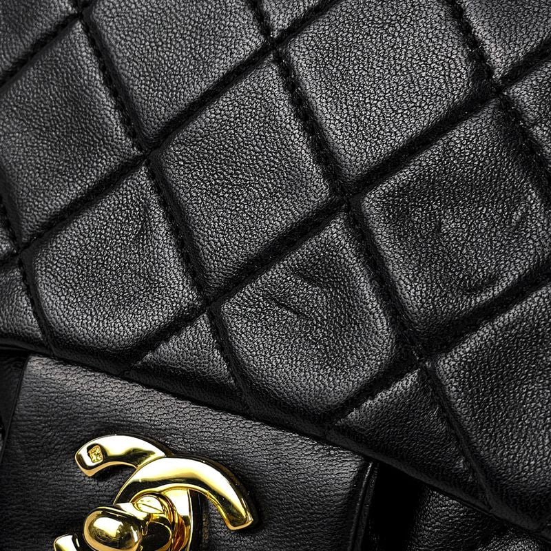 Chanel Quilted Double Flap Chain Shoulder Bag CC Logo Leather Black