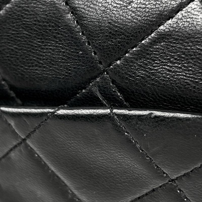 Chanel Quilted Double Flap Chain Shoulder Bag CC Logo Leather Black