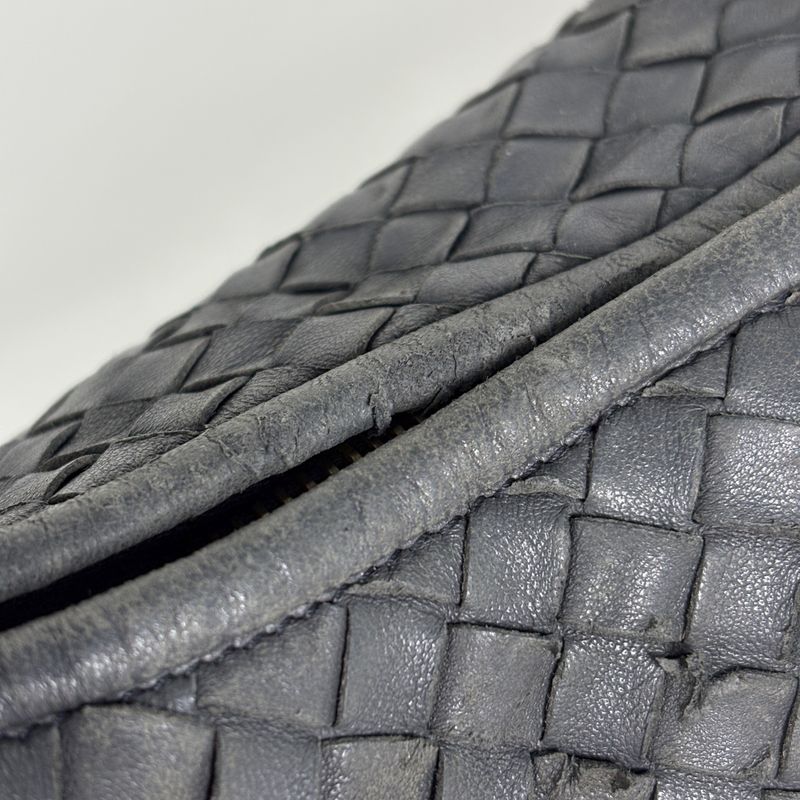 Bottega Veneta Intrecciato Shoulder Bag Hobo Leather Gray