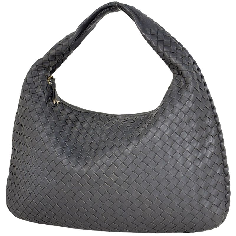 Bottega Veneta Intrecciato Shoulder Bag Hobo Leather Gray