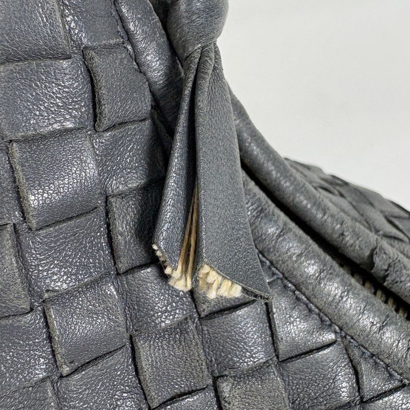 Bottega Veneta Intrecciato Shoulder Bag Hobo Leather Gray