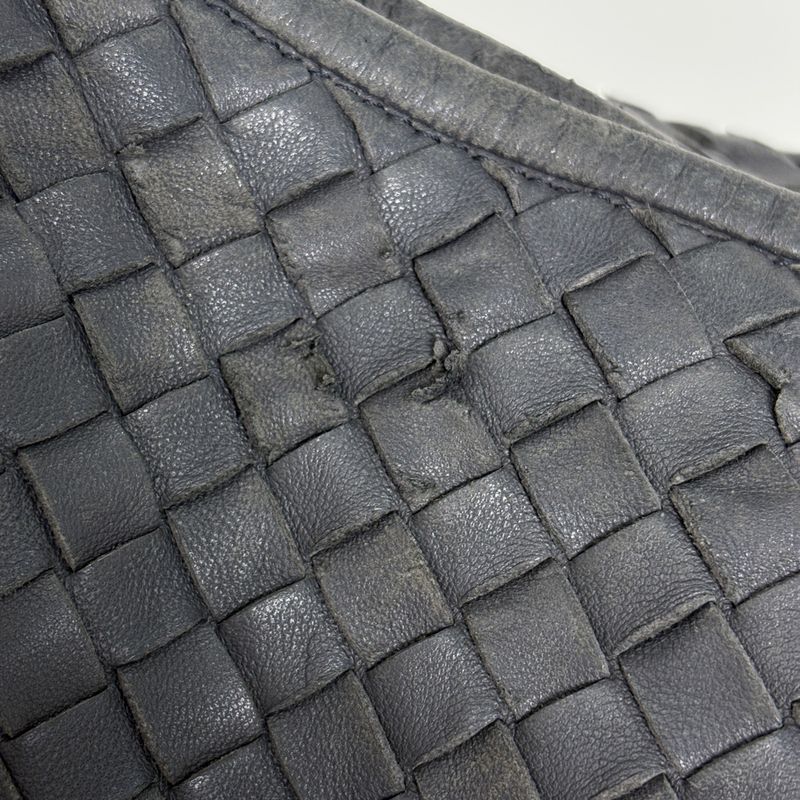 Bottega Veneta Intrecciato Shoulder Bag Hobo Leather Gray