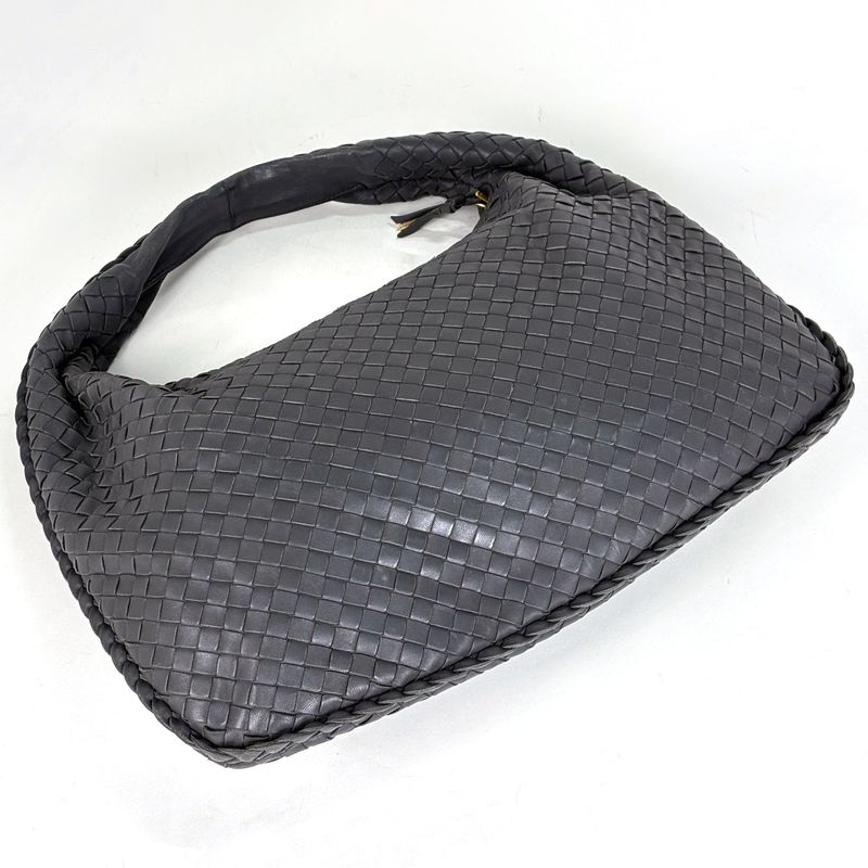 Bottega Veneta Intrecciato Shoulder Bag Hobo Leather Gray
