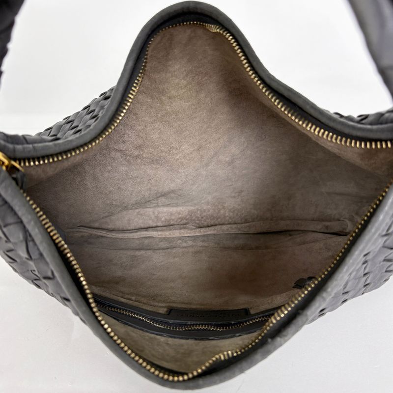 Bottega Veneta Intrecciato Shoulder Bag Hobo Leather Gray