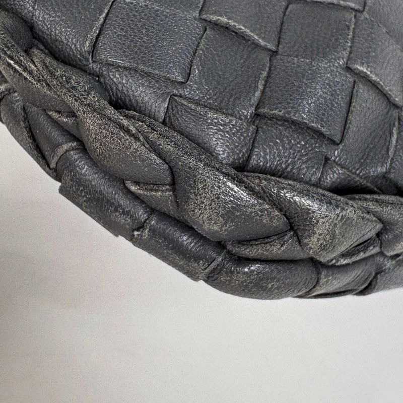 Bottega Veneta Intrecciato Shoulder Bag Hobo Leather Gray