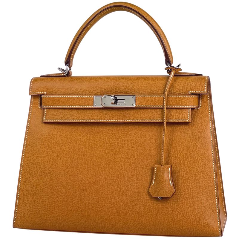 Hermes Kelly 28 Sellier 2-Way Shoulder Bag Ardennes Toffee