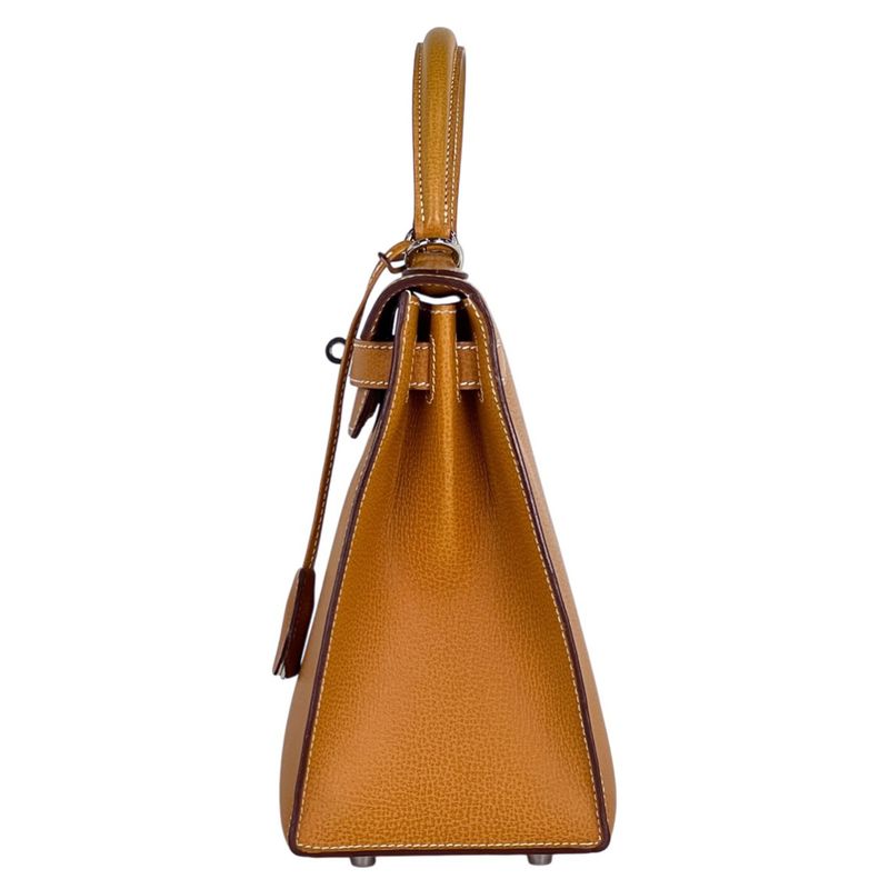 Hermes Kelly 28 Sellier 2-Way Shoulder Bag Ardennes Toffee