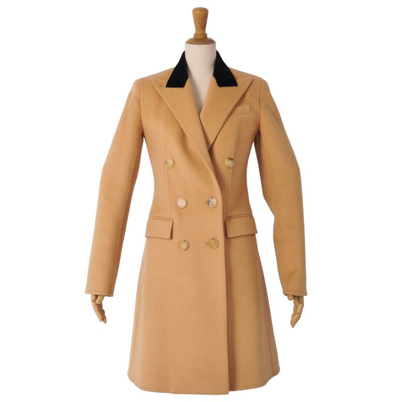 Hermes Coat Gaultier Era Long Double Breasted Camel Brown