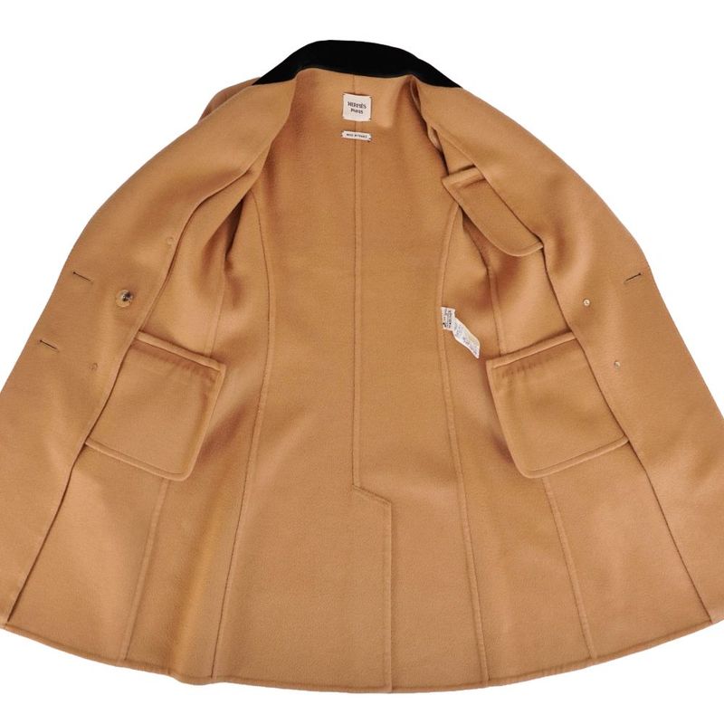 Hermes Coat Gaultier Era Long Double Breasted Camel Brown