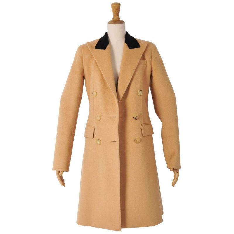 Hermes Coat Gaultier Era Long Double Breasted Camel Brown