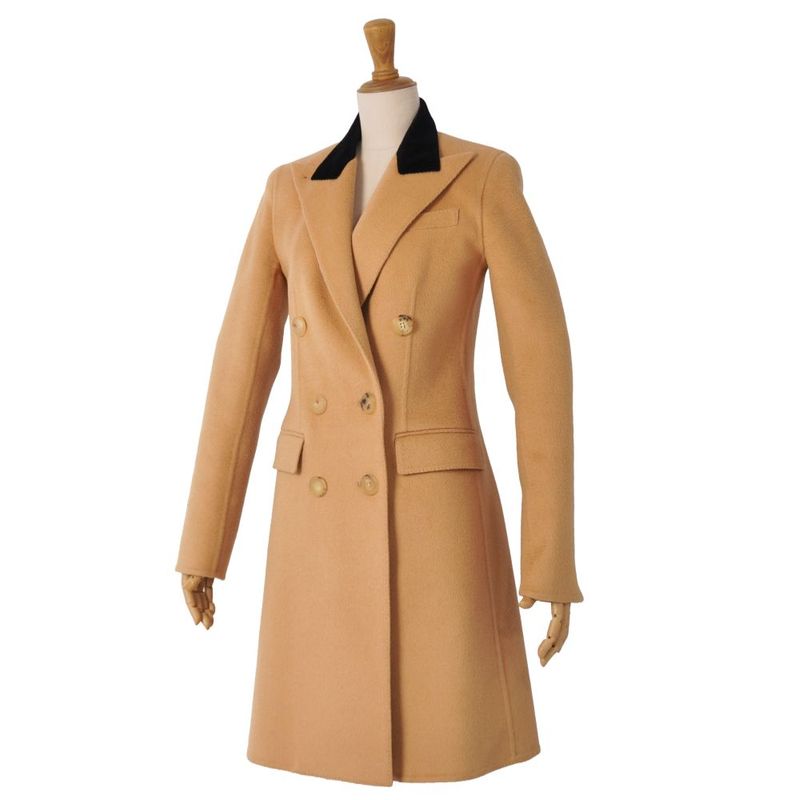 Hermes Coat Gaultier Era Long Double Breasted Camel Brown