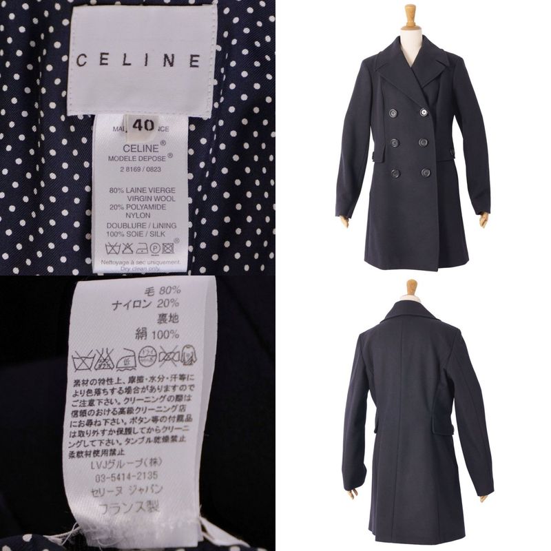 Celine Vintage Coat Double Breasted Long