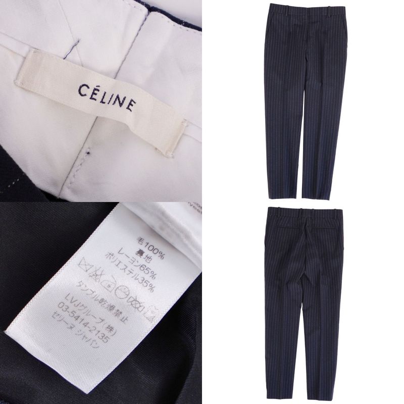 Celine Phoebe Philo Era Long Pants Trousers Striped Ring And A Striped Design