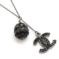 Chanel Necklace CC Logo Gunmetal Black