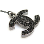 Chanel Necklace CC Logo Gunmetal Black