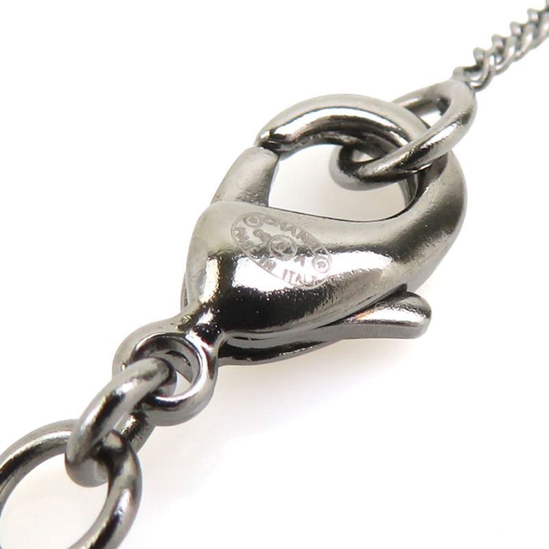 Chanel Necklace CC Logo Gunmetal Black