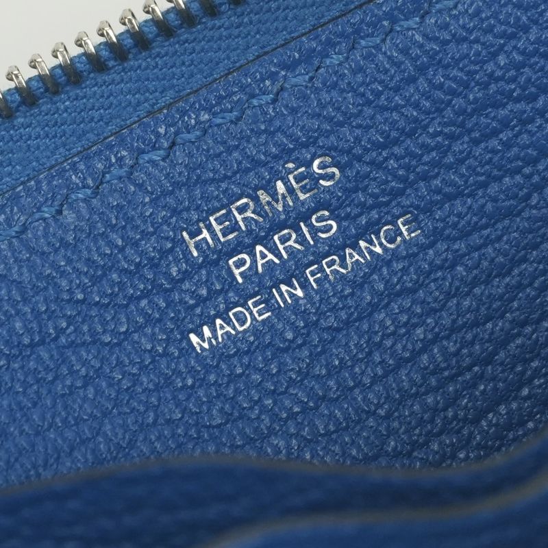 Hermes Zip Azap Wallet Coin Purse Mykonos Blue