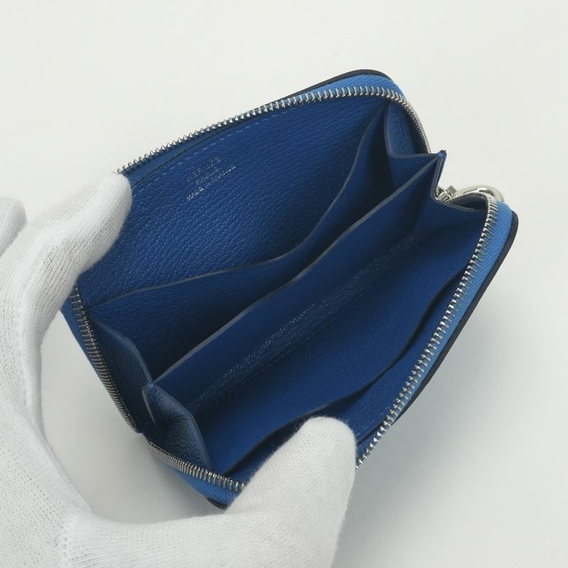 Hermes Zip Azap Wallet Coin Purse Mykonos Blue