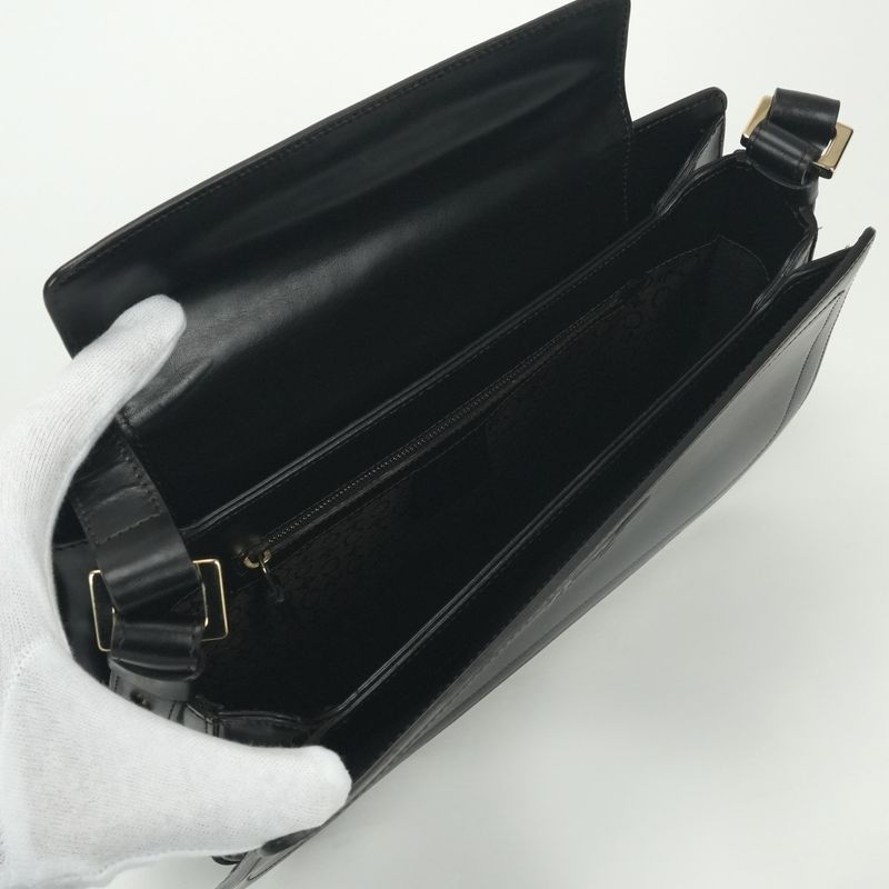 Celine Triomphe Shoulder Bag Black Gold Vintage
