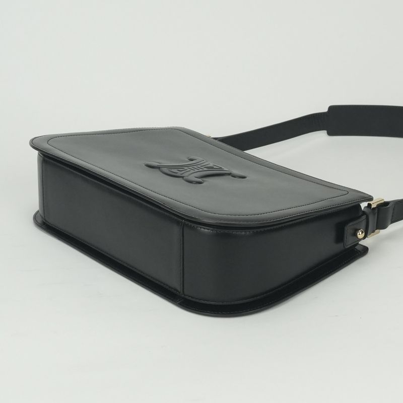 Celine Triomphe Shoulder Bag Black Gold Vintage