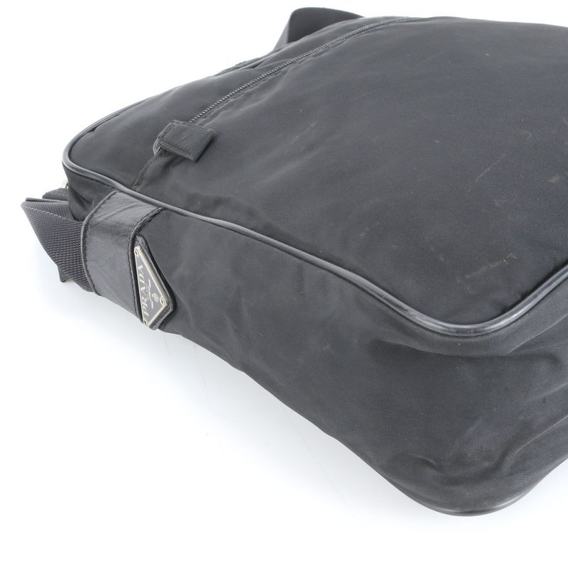 Prada Tessuto Nylon Triangle Logo Leather Shoulder Bag