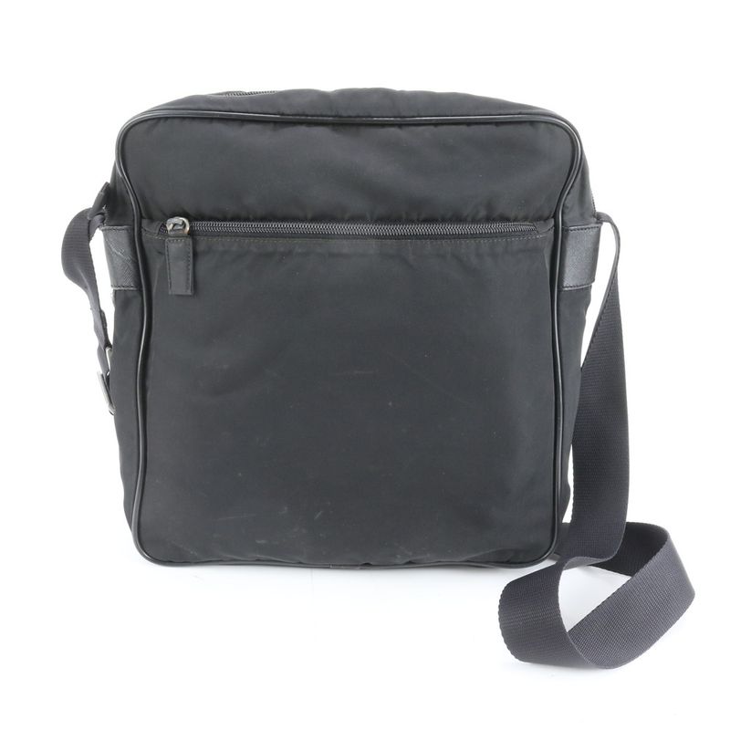 Prada Tessuto Nylon Triangle Logo Leather Shoulder Bag