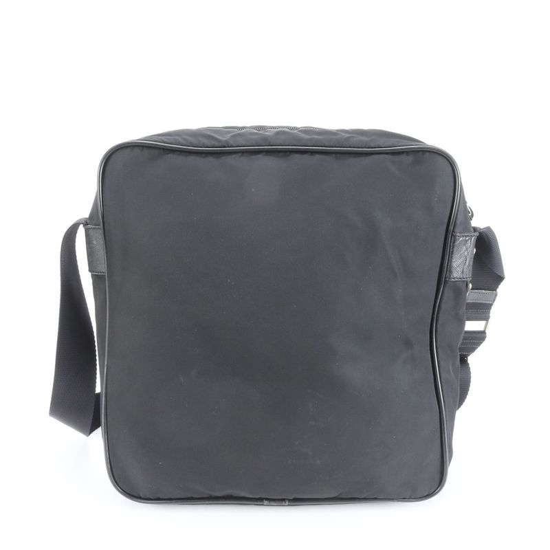 Prada Tessuto Nylon Triangle Logo Leather Shoulder Bag