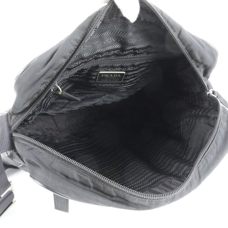 Prada Tessuto Nylon Triangle Logo Leather Shoulder Bag