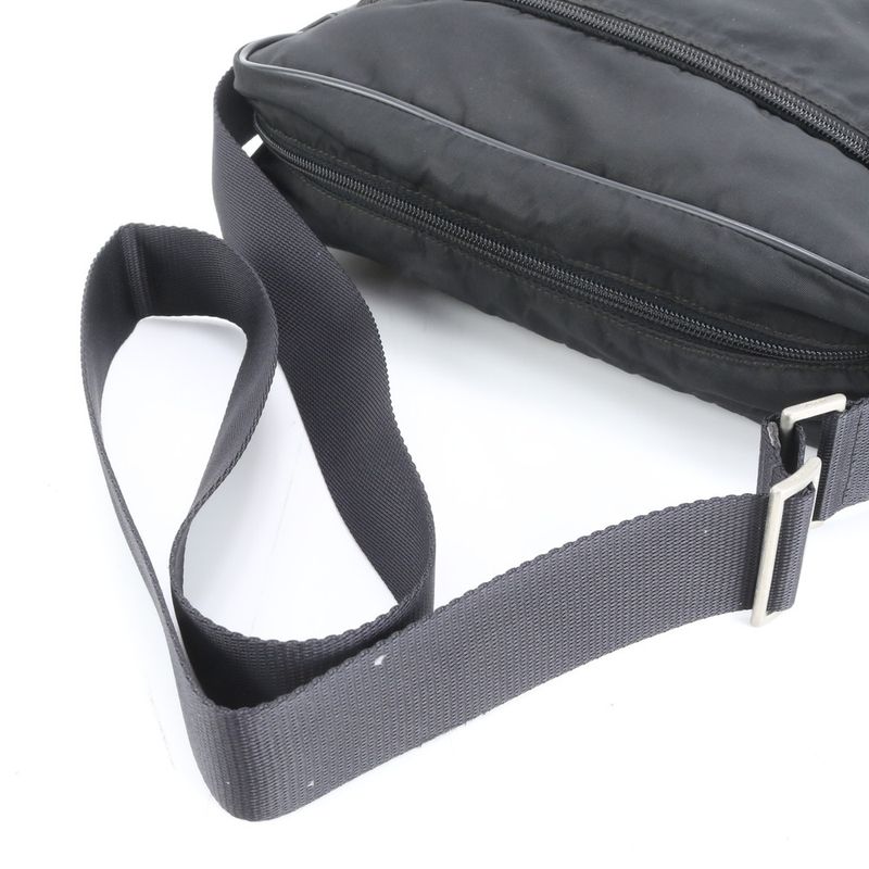 Prada Tessuto Nylon Triangle Logo Leather Shoulder Bag