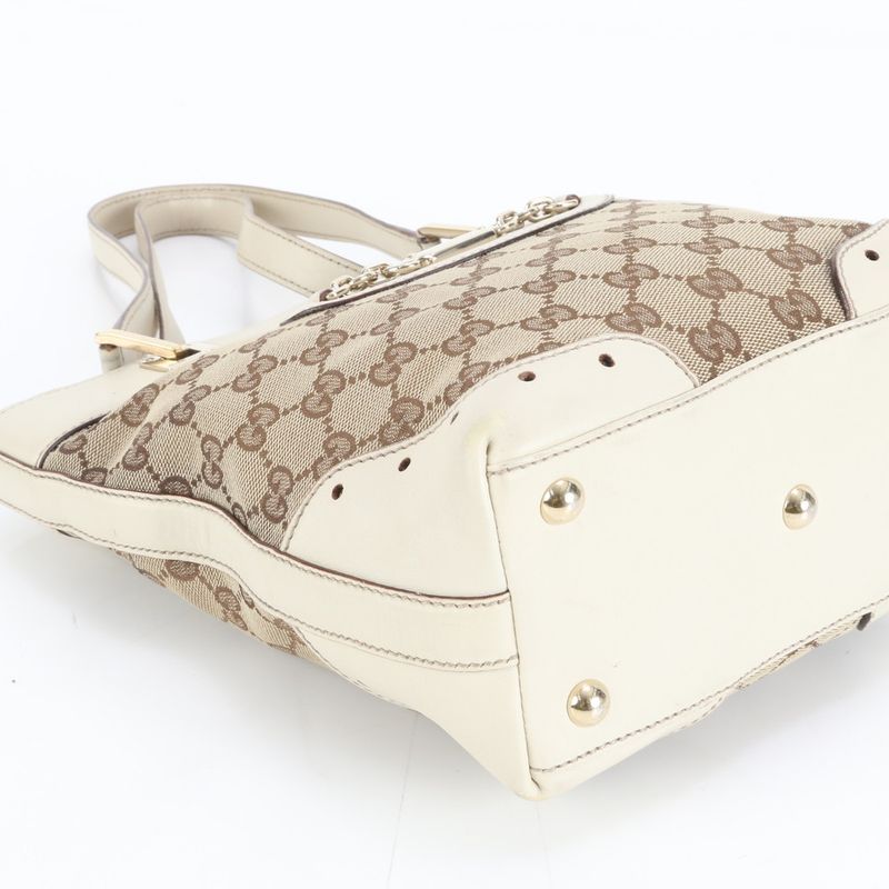 Gucci GG Canvas Horsebit Leather Tote Shoulder Hand Eem