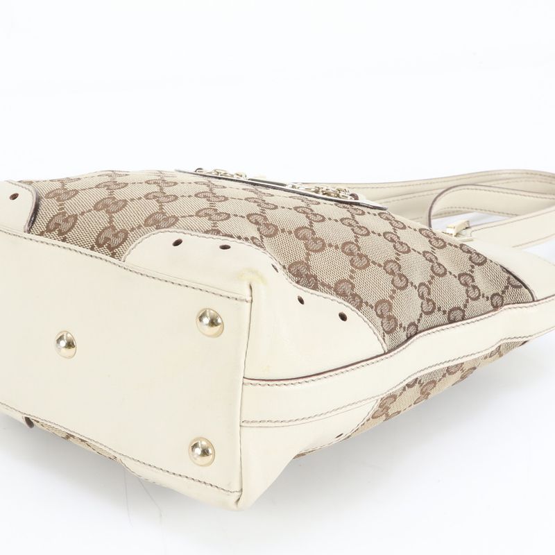 Gucci GG Canvas Horsebit Leather Tote Shoulder Hand Eem