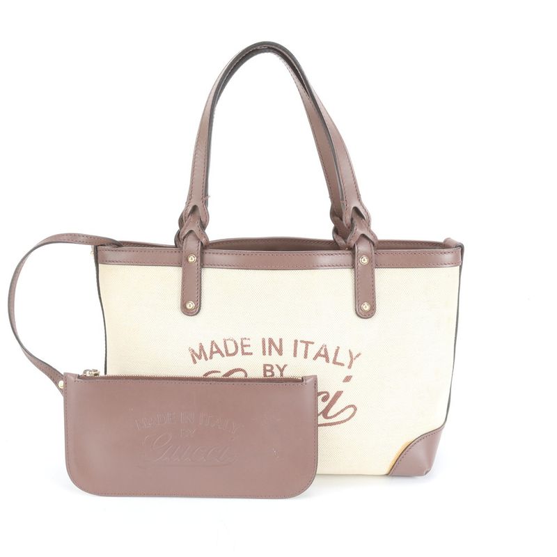 Gucci Craft Leather Canvas Tote