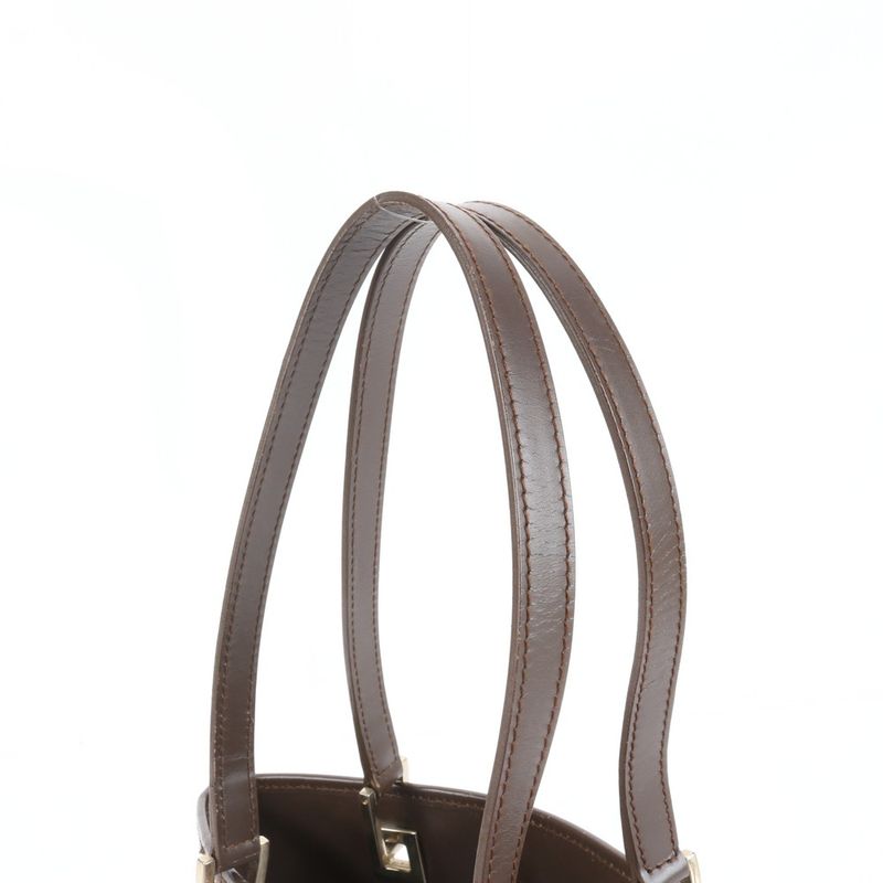 Gucci GG Canvas Leather Tote Shoulder Hand Brown Rue