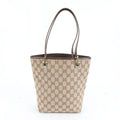 Gucci GG Canvas Leather Tote Shoulder Hand Brown Rue