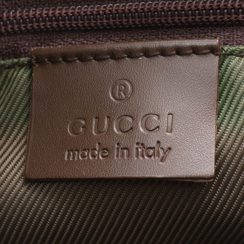 Gucci GG Canvas Leather Tote Shoulder Hand Brown Rue