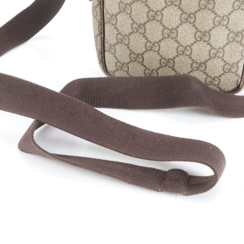 Gucci GG Supreme Leather Shoulder Bag Brown Beige