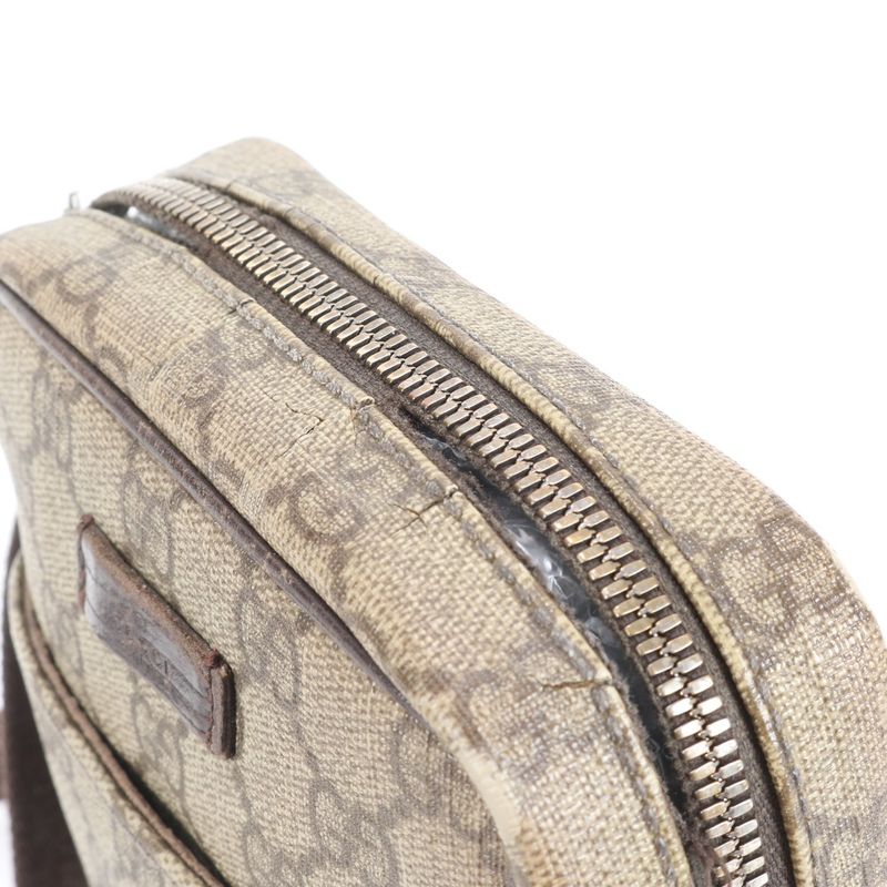 Gucci GG Supreme Leather Shoulder Bag Brown Beige