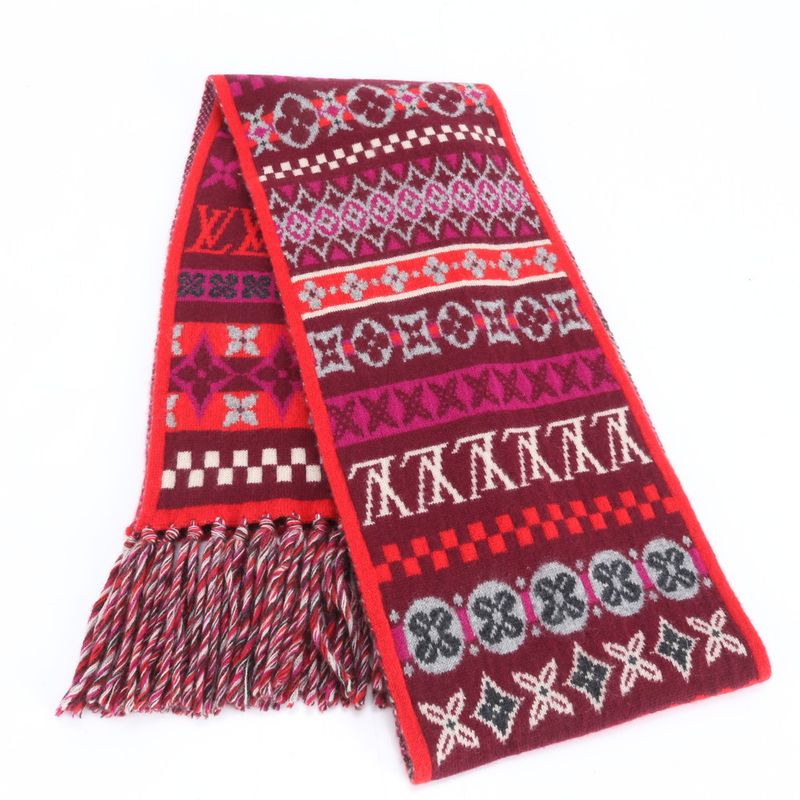 Louis Vuitton Tag Cashmere Fringe Scarf Shawl Mee