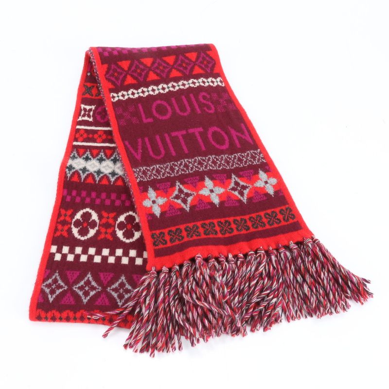 Louis Vuitton Tag Cashmere Fringe Scarf Shawl Mee