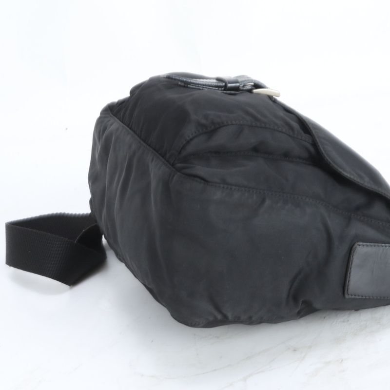Prada Tessuto Nylon Triangle Logo Leather Shoulder Bag