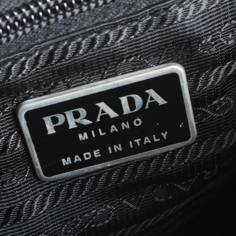 Prada Tessuto Nylon Triangle Logo Leather Shoulder Bag