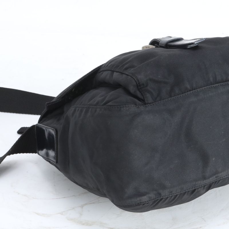 Prada Tessuto Nylon Triangle Logo Leather Shoulder Bag