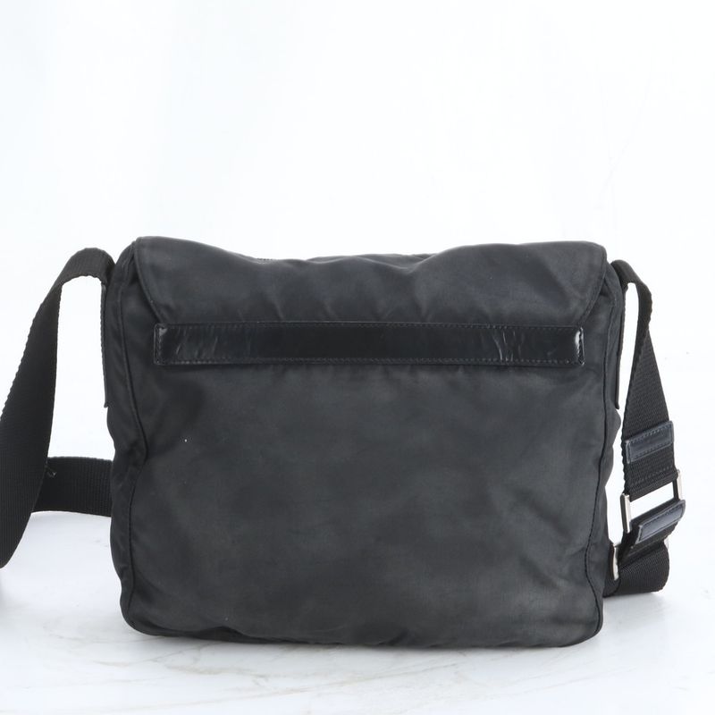 Prada Tessuto Nylon Triangle Logo Leather Shoulder Bag